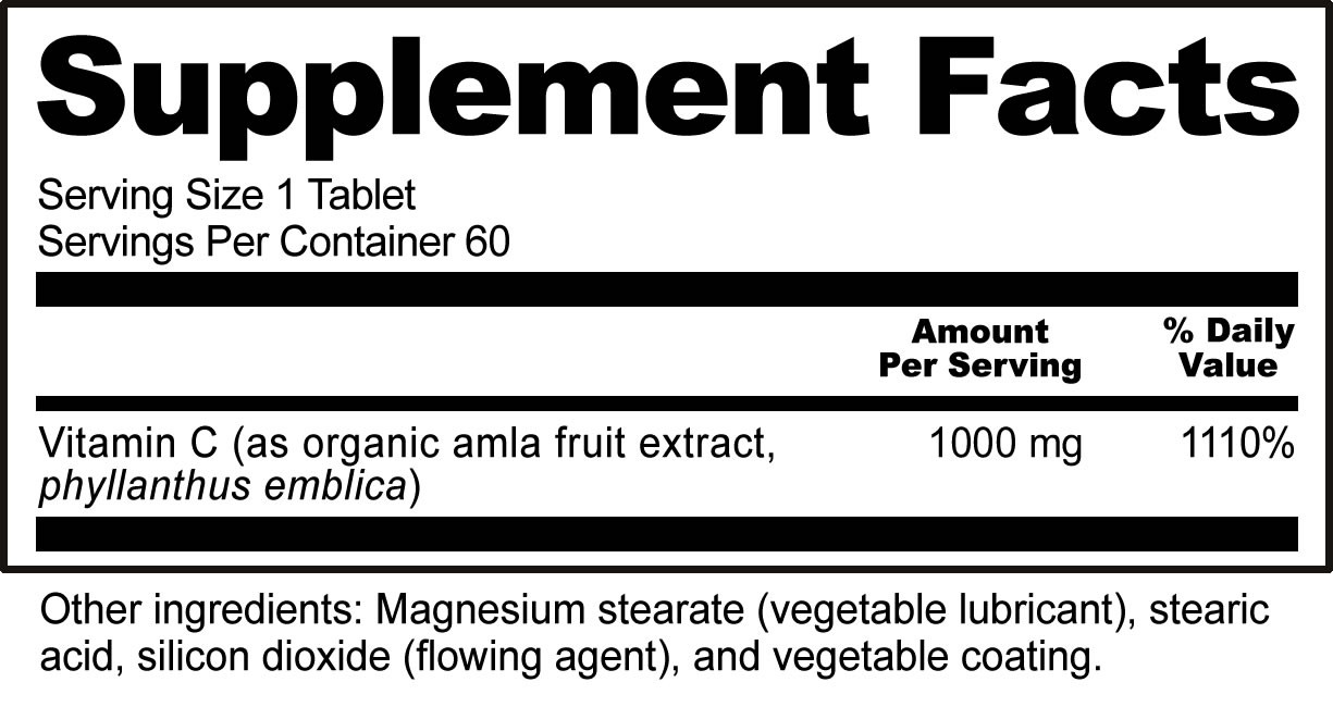 Nutribiotic Amla Vitamin C 1000 Mg Tablets 60 Tabs Nutribiotic Amla Vitamin C 1000 Mg Tablets 60 Tabs